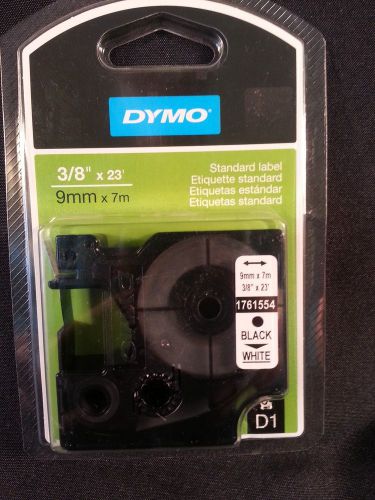 Dymo D1 Standard Label Black on White,  3/8&#034; X 23&#039;, 1761554 9mm X 7m BLK/WHT US