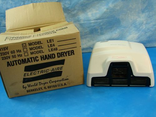 World Dryer Electric-Aire LE1 Automatic Hand Dryer White New in Box