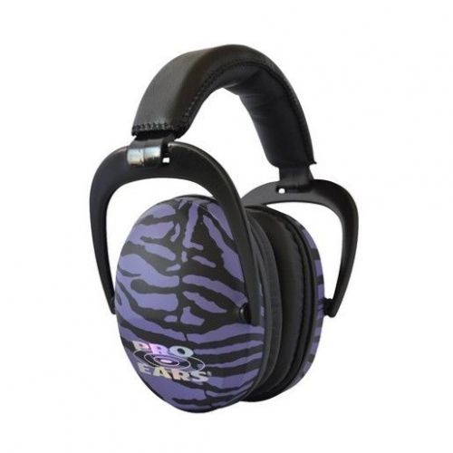 Pro ears peuspuz ultra sleek ear muffs 26 dbs nrr - purple zebra for sale