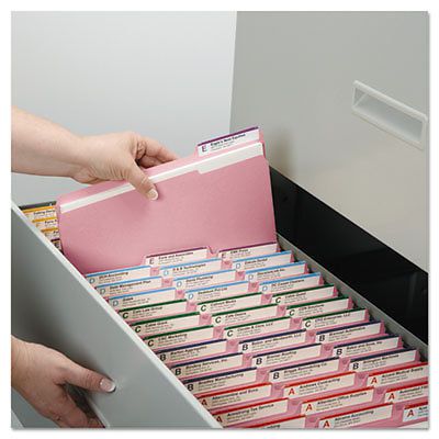 File Folders, 1/3 Cut Top Tab, Letter, Pink, 100/Box, 1 Box, 100 Each per Box