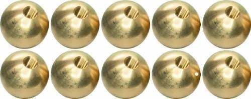 Ten 5/8&#034; dia.  threaded 10-32 brass balls drilled tapped