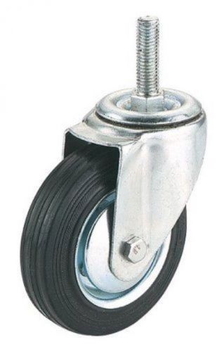 Steelex d2544 5-inch 220-pound threaded swivel black rubber caster for sale