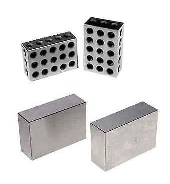 Two pair 1-2-3&#034; block ultra precision no hole and 23 holes for sale