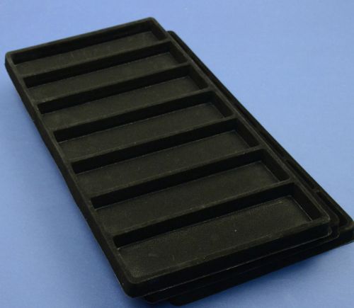 3 of full size black flocked plastic tray liner (7-section) 14 1/8&#034; x 7 5/8&#034; for sale