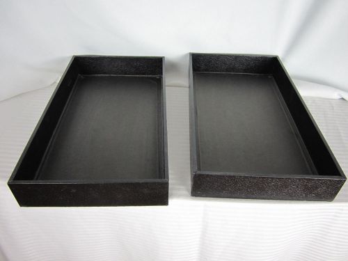 Set of 2 Sturdy Jewelry Display Trays Leatherette Covered Black EPOC