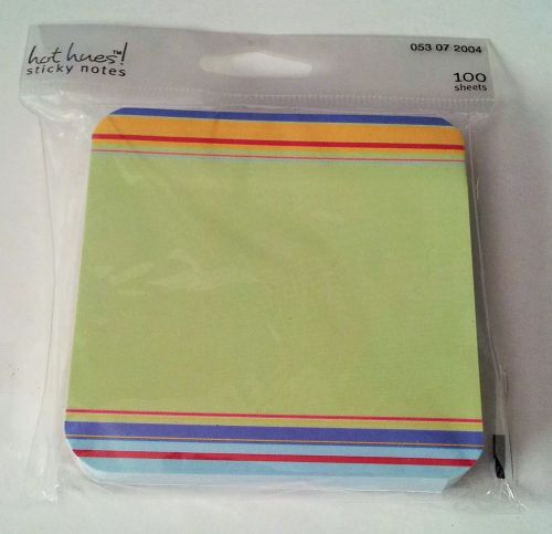 Hot Hues Sticky Notes - Multi Colored Stripes Design 100 Sheets