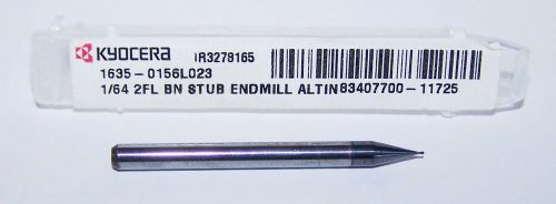 1/64&#034; (.0156&#034;) micro carbide 2 flute endmills, ball end, kyocera 1635-0156l023 for sale