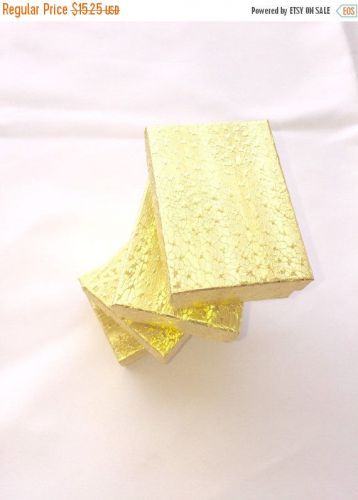 100 3.25x2.25x1 Gold Foil Cotton Filled Jewelry Boxes