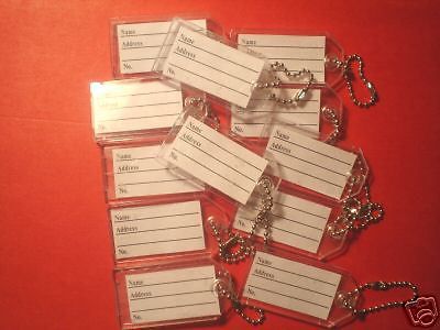 6  ID  KEY LABEL  TAGS  with BALL CHAIN  (ALL CLEAR)