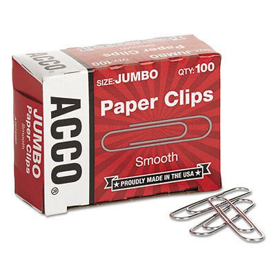 Smooth Economy Paper Clip, Metal Wire, Jumbo, Silver, 100/Box, 10 Boxes/Pack