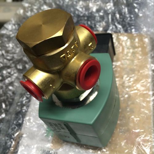 Asco red hat 3-way brass solenoid valve 1/4 pipe 1120496-12 us seller 40% off for sale