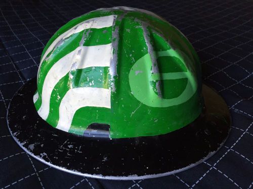 Vintage b.f. mcdonald co. aluminum hard hat green enviroment ecology flag symbol for sale