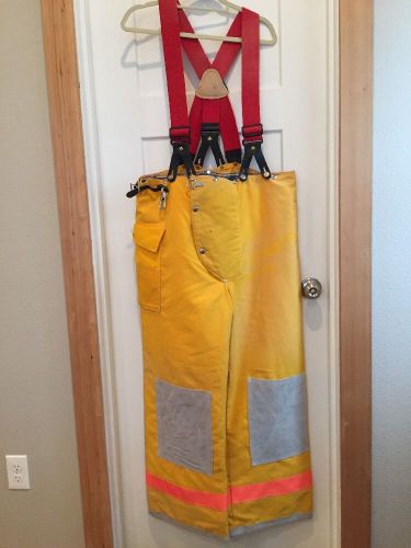 Fire dex bunker/turnout pants with suspenders sz large 29&#034; inseam euc usa for sale
