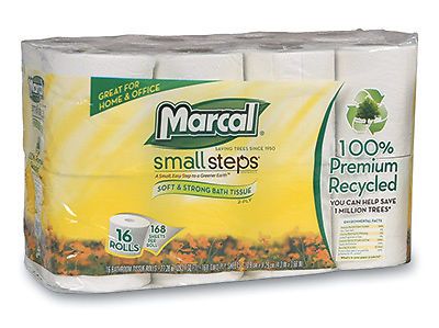 Marcal Small Steps Bathroom Tissue - (2-Ply) 168 Sheets per Roll (16 Rolls)
