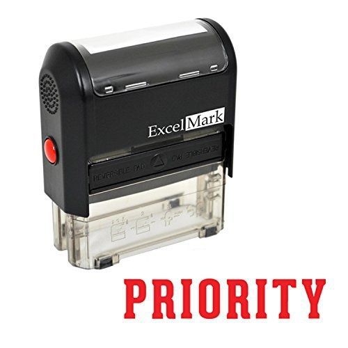 Priority self inking rubber stamp - red ink (excelmark a1539) for sale