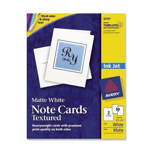 Avery Textured Heavyweight Note Card and Envelopes, 4-1/4 x 5-1/2, 50 per Box