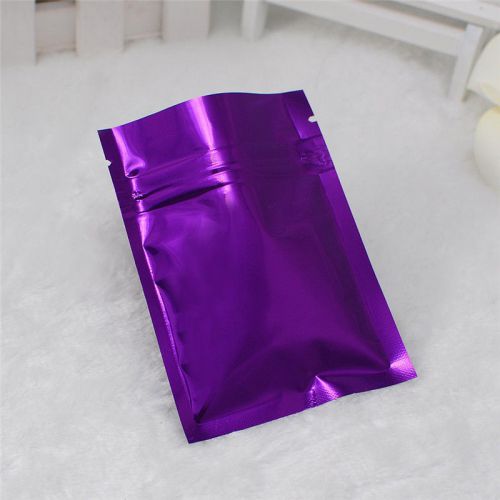 100 flat purple aluminum foil zip lock bags repacking pouch 7.5x10cm (3x4&#034;) for sale
