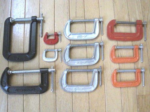 Lot of (10) C-Clamps - Pony, Stanley, Adjustable, Pittsburgh