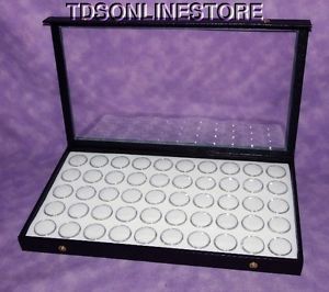 CLEAR TOP JEWELRY DISPLAY CASE WITH 50 GEM JARS WHITE