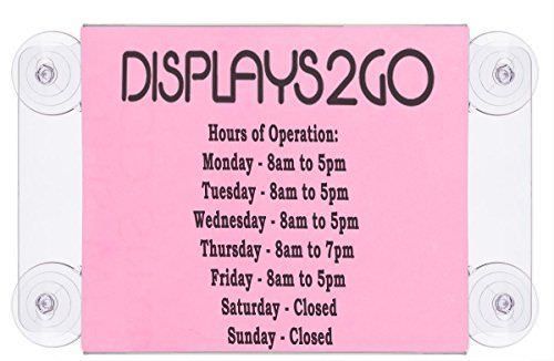 Displays2go 8.5 x 11 Inches Window Sign, Horizontal, Suction Cup Mount, Clear