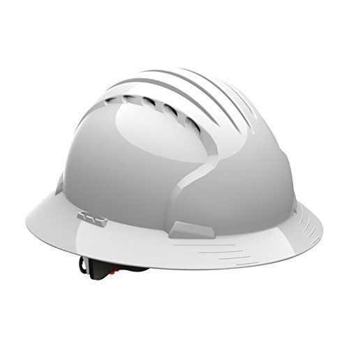 Vented White Full Brim Hard Hat W/ 6 Point Suspension &amp; Unique 3D Adjustment