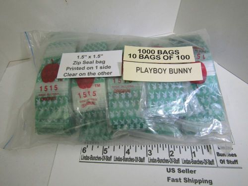 1000 playboy bunny 1 1/2&#034; x 1 1/2&#034; 2 mill plastic zip seal bags new! for sale