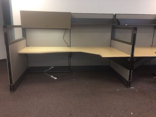 7 HERMAN MILLER Office Cubicles w/ Locking Cabinets Tack Board, Shelf &amp; More