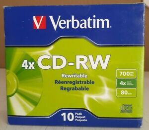 VERBATIM #95170 10PK CD-RW 80MIN 700MB 4X SPEED REWRITABLE