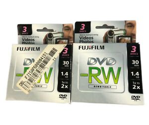 FujiFilm Mini DVD-RW 80mm 3-Pack 30 mins 1.4GB 1x 2x Brand New Lot Of 2 Sealed