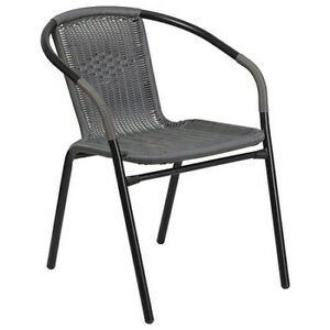 FLASH FURNITURE 4-TLH-037-GY-GG Gray Rattan Indoor-Outdoor Restaurant Stack