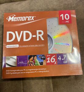 Memorex DVD+R 10 Pack 16X, 4.7GB, 120 min Factory Sealed
