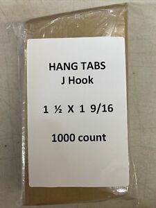 1000 Clear Plastic J Hook Hang Tabs Tags Self-Stick Adhesive Package Hangers-USA