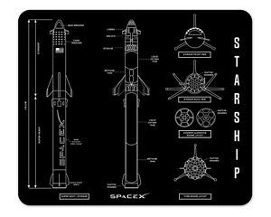 SpaceX Starship Blueprint Black Mousepad