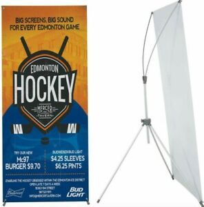 AkTop Reinforced Adjustable Tripod X Banner Stand, Retractable Banner Size 