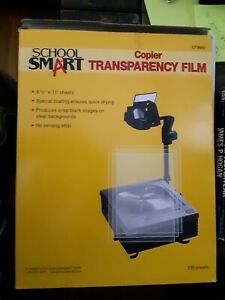 SCHOOL SMART COPIER TRANSPARENCY FILM 100 8.5 BY11&#034; SHEETS, UNOPENED PACK.