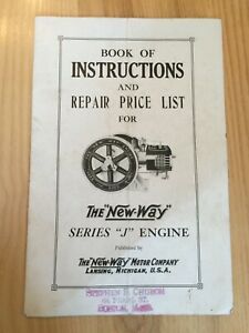 Instructions Price List The New Way Series J Engine Hit or Miss Lansing Michigan