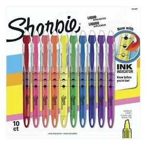 Sharpie Accent Liquid Highlighters Assorted Colors 10 Count Super-Smooth Chisel