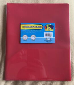 Unison 2 Pocket Poly Portfolio Folders 5 Pack:Count 90058 Assorted Colors New