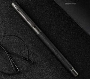 Brushed Forest Fude Pen, Bent Nib Calligraphy Fountain Pen , Bent Point, Black.