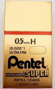 PENTEL Super Refill Lead HB .5mm Box of 12 TUBES 12 leads per tube