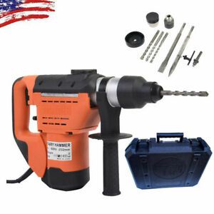 New 1-1/2&#034; 110V SDS Plus Steel Rotary Hammer Drill + Case Electric Tool Orange