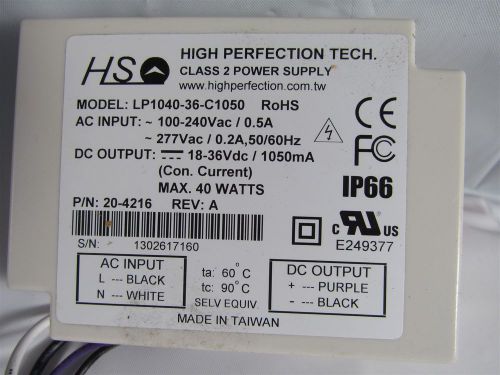 LP1040-36-C1050 Power Supply 100-240 Vac 277Vac 18-36Vdc 1050ma LED Light Sign