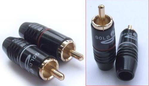 2 PCS Copper Gilded Male RCA plug Audio Video for Speaker Cable Power amplifier
