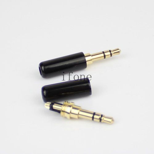 New 3.5mm 3 Pole Male Repair headphone Jack Plug Metal Audio Soldering black