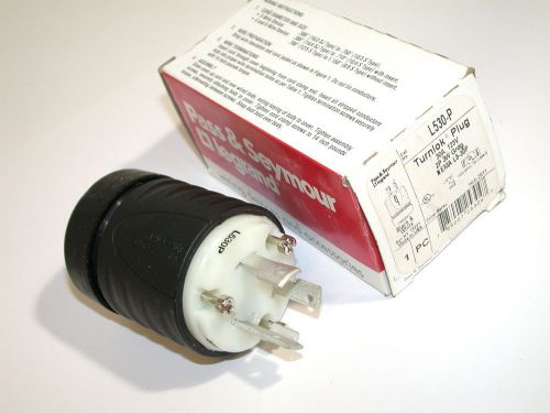 Up to 2 new pass &amp; seymour turnlok 125vac, 30a, l5-30p, 2p, 3w, 1ph plugs l530-p for sale