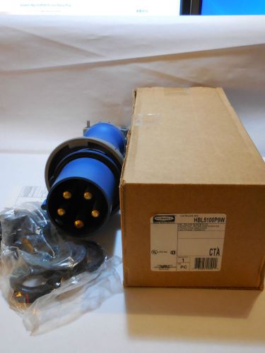 Hubbell hbl5100p9w 5100p9w locking pin &amp; sleeve plug 100 amp 4 pole 5 wire new!! for sale