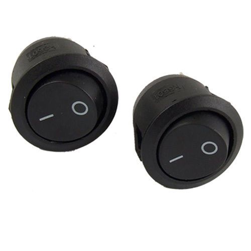 2 pcs on/off 2 terminal spst black round rocker switch gift for sale