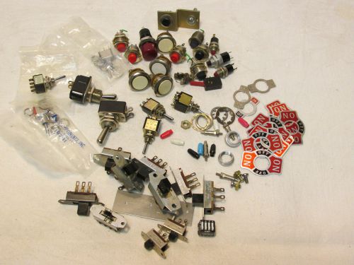 HUGE LOT ELECTRONIC TOGGLE PUSH BUTTON SLIDER SWITCHES ALCO RAYTHEON WIRT