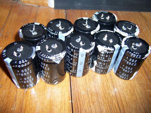 Lot of 10 nichicon radial electrolytic capacitors 2200uf 2200 uf 200v for sale