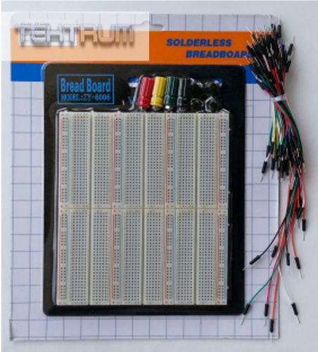 Tektrum externally powered solderless 2200 tie-points breadboard w/ jumper wires for sale